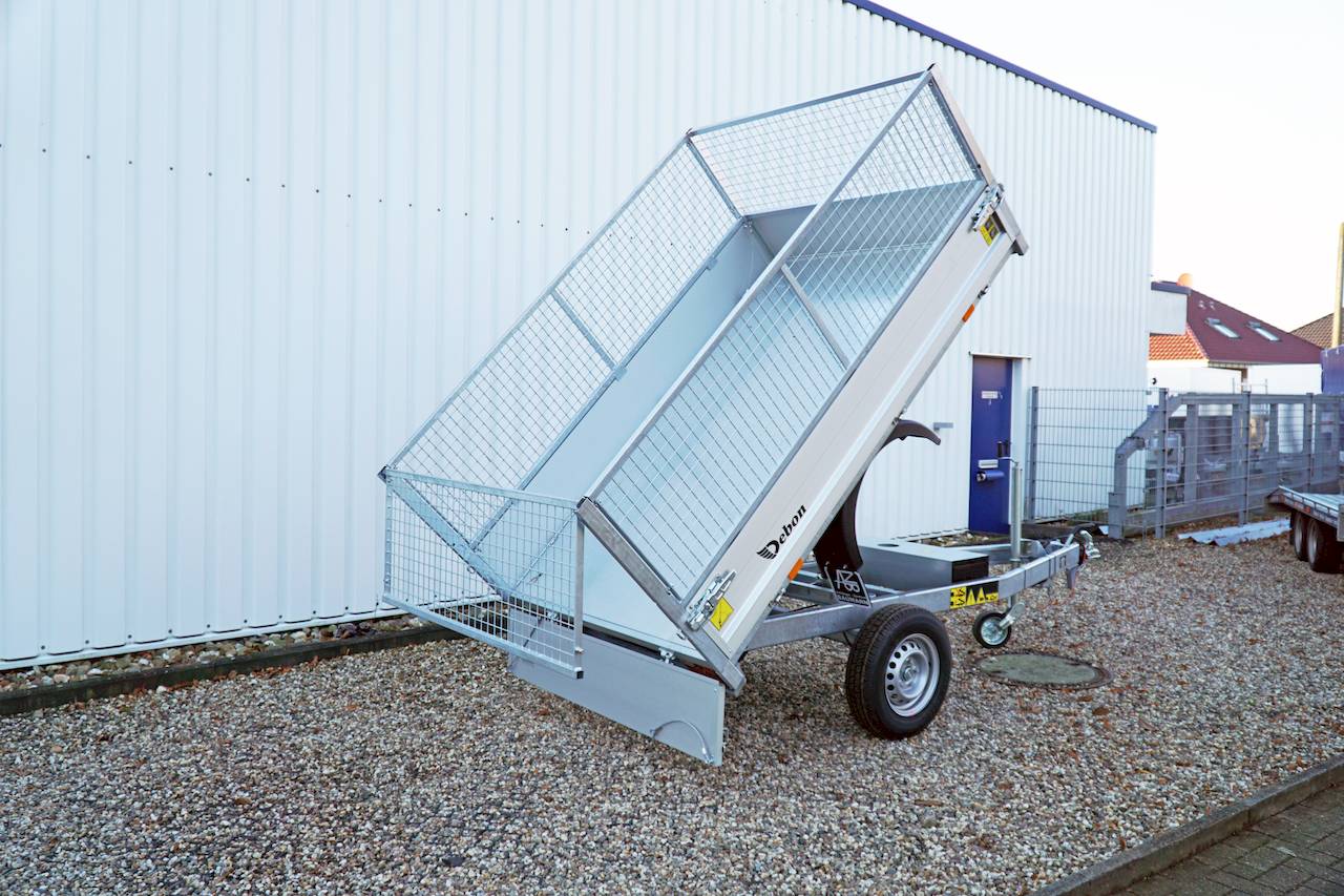 Cheval Liberté Debon PW0 Lux – 1500 kg Heckkippanhänger mit Gitteraufsatz – 250 x 160 x 90 cm – Elektrische Pumpe