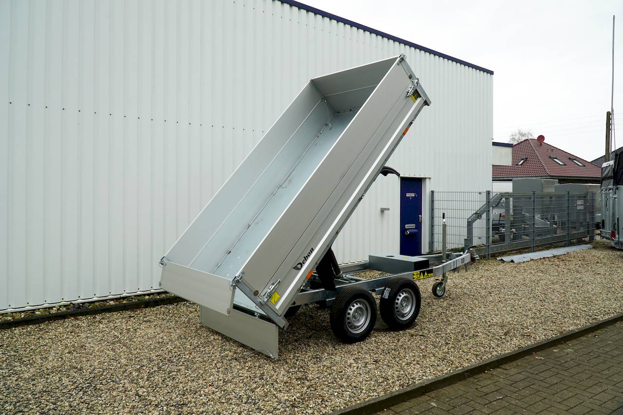 Cheval Liberté Debon PW1.2 Lux – 2000 kg Heckkippanhänger mit Seitenauslegern – 306 x 155 x 60 cm – Elektrische Pumpe